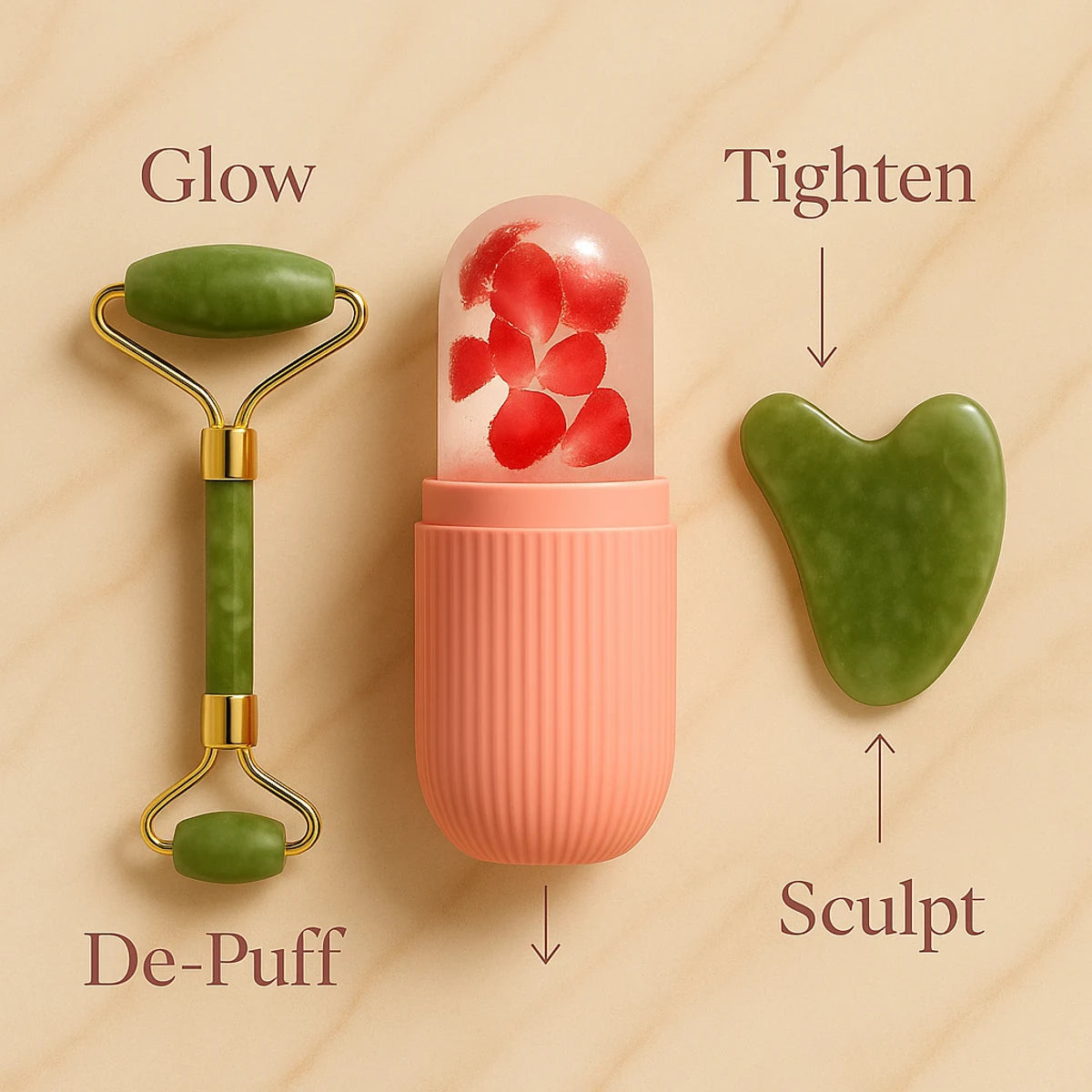 FreshFace™ Jade Roller with Gua Sha Stone & Ice Roller