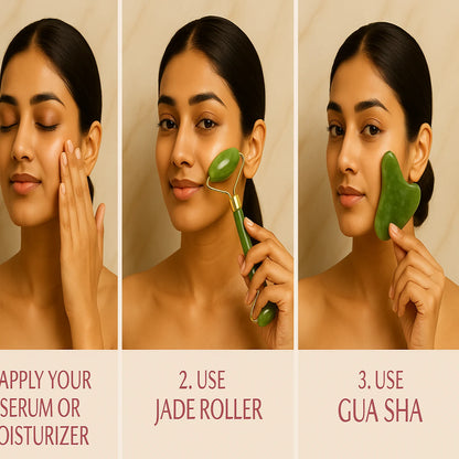 FreshFace™ Jade Roller with Gua Sha Stone & Ice Roller